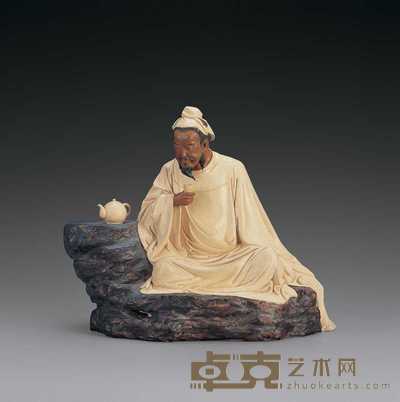 近代 石湾陆羽品茶像 高33cm